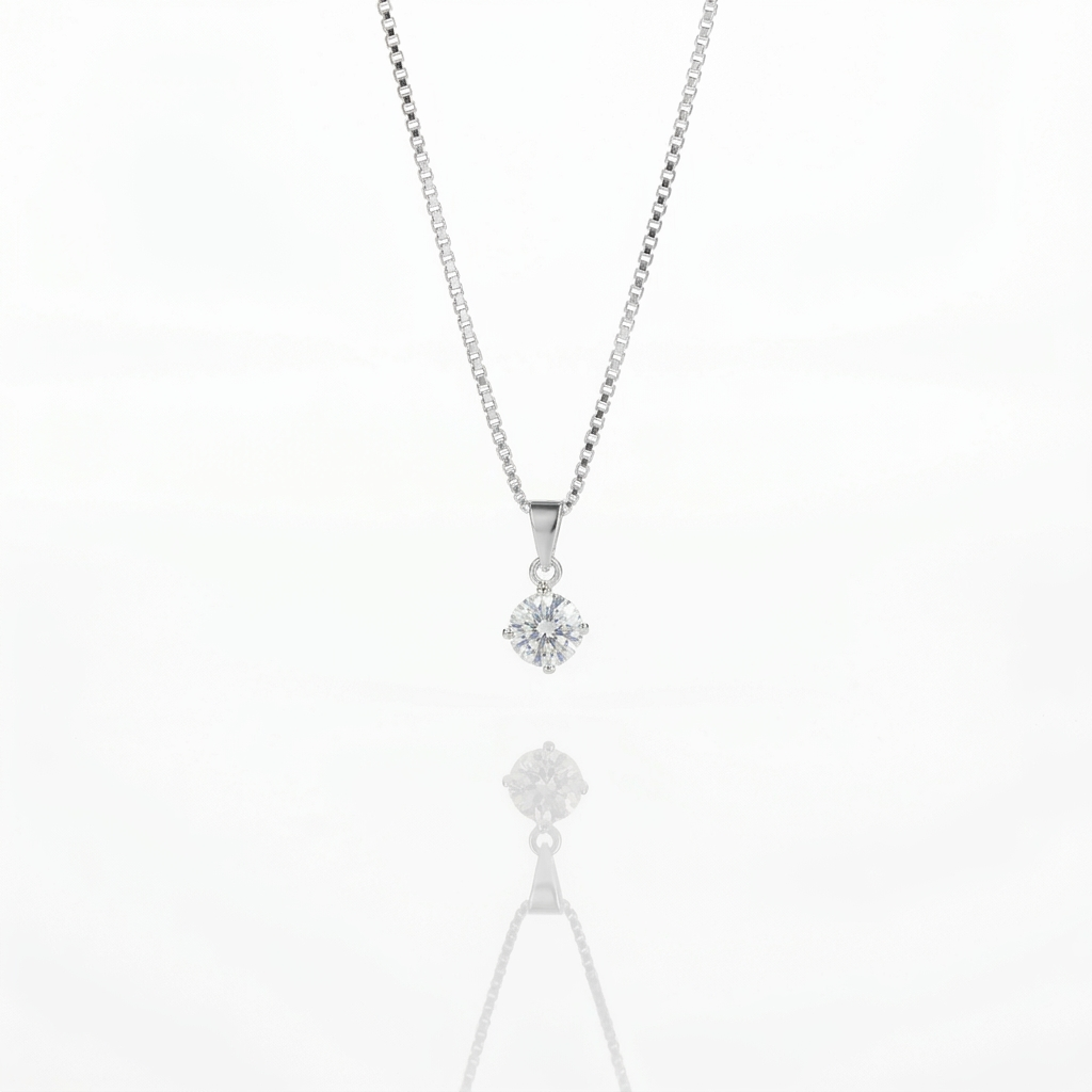 Collar Punto de Luz Solitario Plata 925: circón blanco solitario