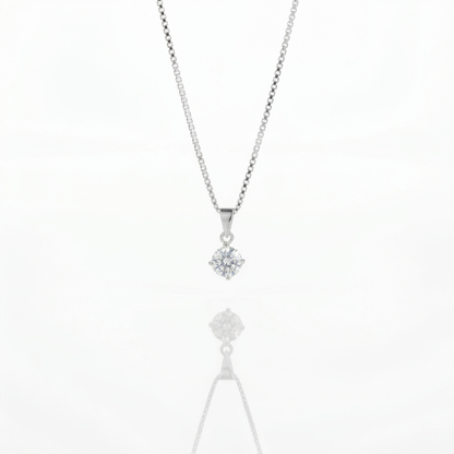 Collar Punto de Luz Solitario Plata 925: circón blanco solitario