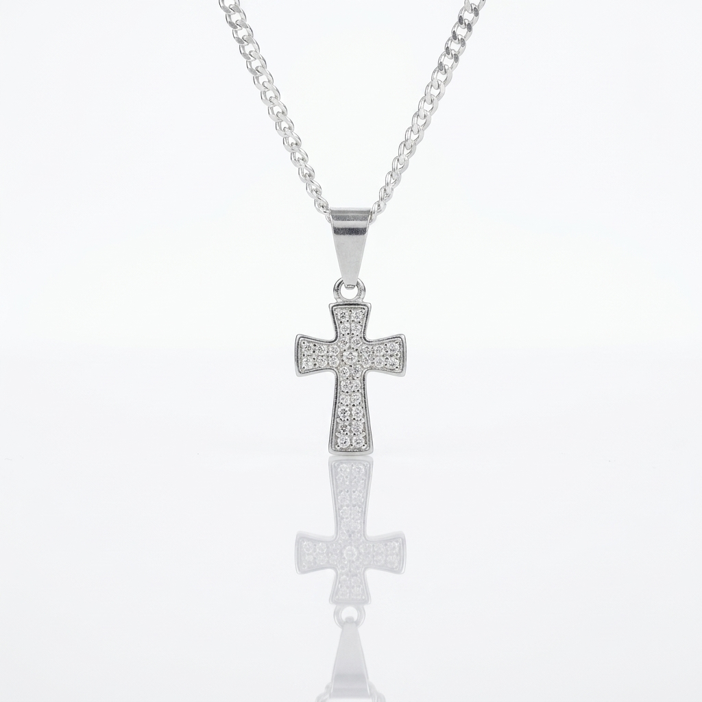 Collar Cruz de Luz Plata 925: cruz cubierta de micro circones