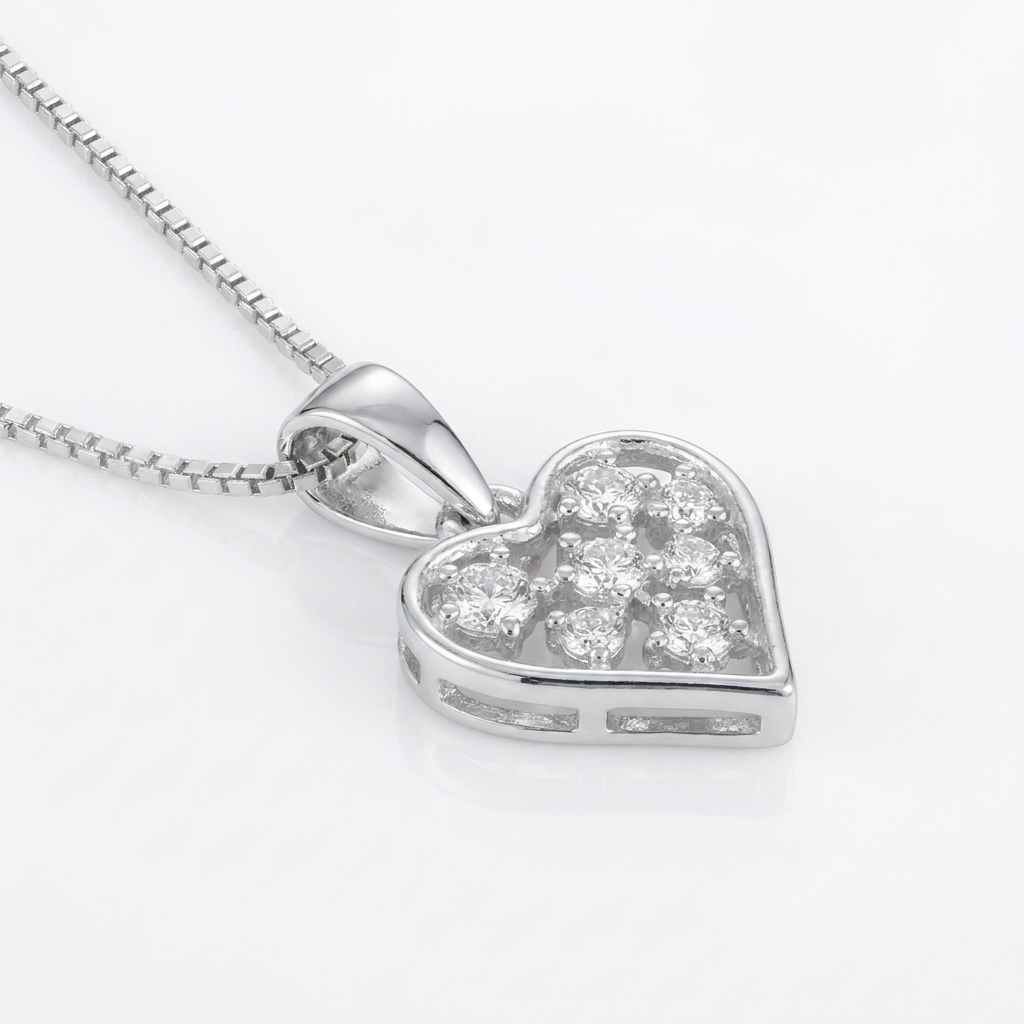 Collar Corazón Floral Plata 925