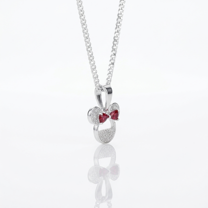 Collar Minnie Lazo Rojo Plata 925