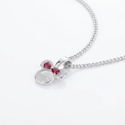 Collar Minnie Lazo Rojo Plata 925